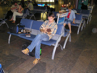 2004.07.24 Reading in the departure hall of “Sheremetive 2” airport.