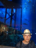 2018.06.01 Like Adriano Celentano :-) with the giant aquarium of the Dubai Mall in the background.