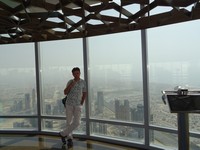 2018.06.05 And the last panoramic view from Burj Khalifa with me leaning not on the glass (it is scary), but on the beam between.