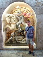 2018.09.08 In one of the galleries of the Basilica of the Nativity in Bethlehem you can find full-size Saint George killing the dragon.