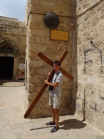 2018.09.09 Via Dolorosa of Jesus Christ in Jerusalem, Station #9: Jesus falls the third time; my cross was much lighter in weight.