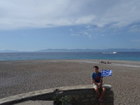 2019.06.02 With the Greek flag at the Northern end of the Rhodes island where the Aegean (at the left) and Mediterranean (at the right) seas meet.
