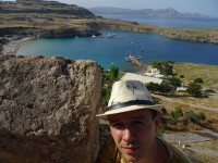 2019.06.03 With the Bay of Lindos (also heart-shaped) in the background (view #2).