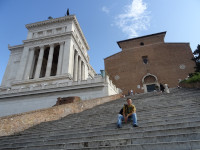 2019.10.03 Sitting at a side of the Vittoriano on the steep stairs leading to the Basilica of Saint Mary of the Altar of Heaven (Basilica di Santa Maria in Ara coeli).