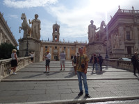 2019.10.03 On the decorated with statues, wide paved road/stairs Cordonata Capitolina, which leads to Capitoline Square designed by Michelangelo.