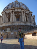 2019.10.03 On the roof of Saint Peter's Basilica (Basilica di San Pietro), with its main dome: I'm bigger, and the dome has its spire cut. :-(