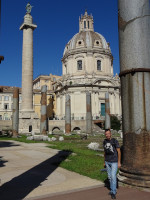 2019.10.04 A view from Trajan's Forum (Forum Traiani, 112 AD) to his column (Colvmna Traiani, 113 AD) and the Church of the Holy Name of Mary (Ss. Nominis Mariae ad Forum Traiani, 1736-1751).