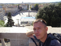 2019.10.04 A temporary pavilion on the closest to me edge of People's Square (Piazza del Popolo) in Rome makes the whole view not so worse if you get upper, closer to Villa Borghese.