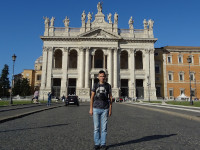 2019.10.05 In front of the Cathedral of Saint John the Baptist in the Lateran (Basilica di San Giovanni in Laterano), one of the 4 major/papal basilicas of Rome, with the the cathedra of the Roman bishop and the Papal throne.
