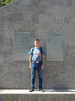 2021.05.16 At one of the monuments to Yuri Gagarin and Vladimir Seregin, in the form of an airplane keel (they died in a plane crash), a close-up.