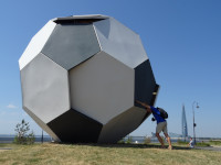 2021.07.11 The giant “cardboard” soccer ball by the “Saint Petersburg” stadium, Sisyphean labor. 💪