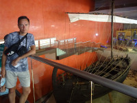 2021.07.27 With an ancient Greek sailing galley barely fit into the frame in the Ayia Napa's “Thalassa” museum.