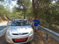 2021.07.30 With a Hyundai i20 mini car rented on Cyprus, which served as a faithful horse for us when traveling around the island, front view.