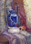 Still-Life with a Blue Pitcher 
(paper, tempera, acrylic)
